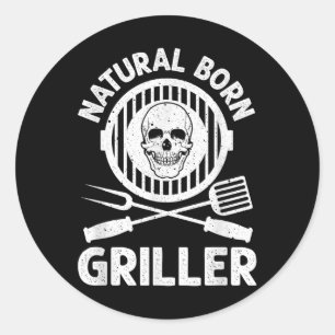 Funny Grilling Design für Männer Frauen Grillen Gr Runder Aufkleber