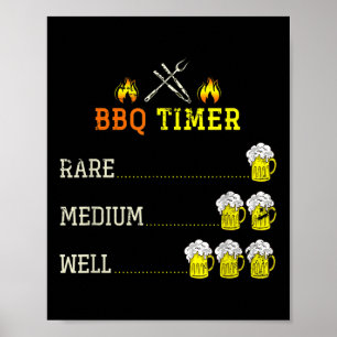 Funny Grilling Grillen Koch Beer trinkt geräuchert Poster