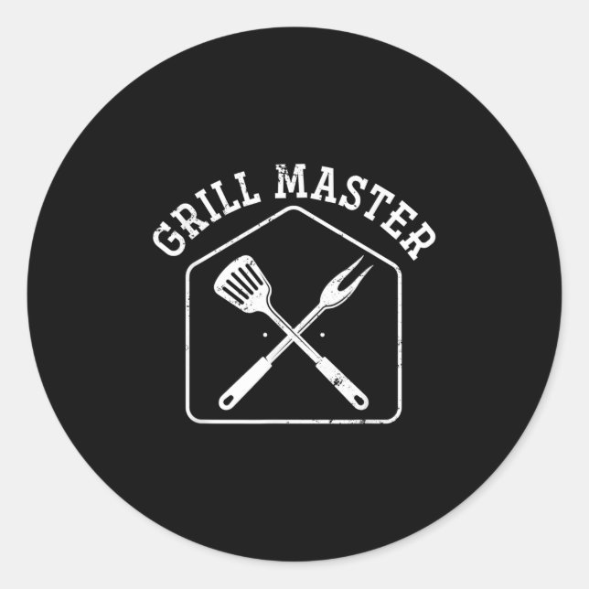 Funny Grilling Grillen Koch Gift Steak Grill Maste Runder Aufkleber (Vorderseite)