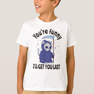 Funny Grim Reaper Cat Halloween Anzug T-Shirt