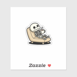 Funny Grim Reaper Drinking Coffee | "Dead Inside" Aufkleber