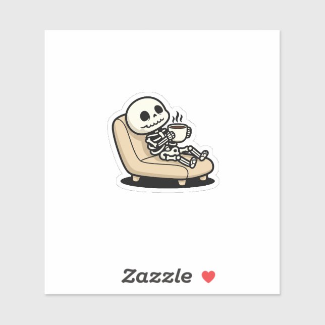 Funny Grim Reaper Drinking Coffee | "Dead Inside"  Aufkleber (Blatt)