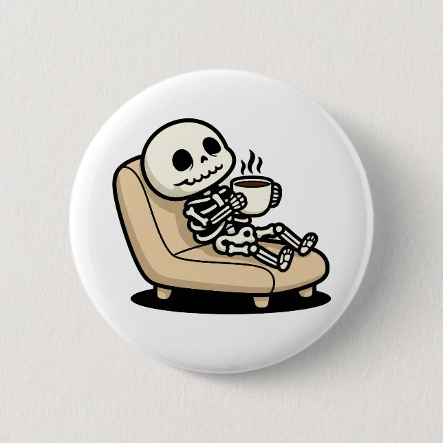 Funny Grim Reaper Drinking Coffee | "Dead Inside"  Button (Vorderseite)