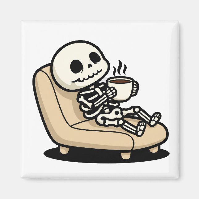 Funny Grim Reaper Drinking Coffee | "Dead Inside"  Magnet (Vorne)