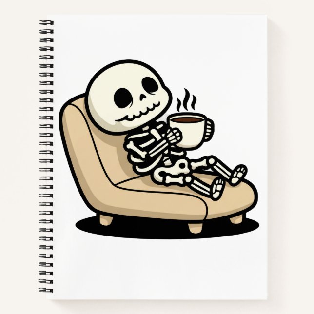 Funny Grim Reaper Drinking Coffee | "Dead Inside"  Notizbuch (Vorderseite)