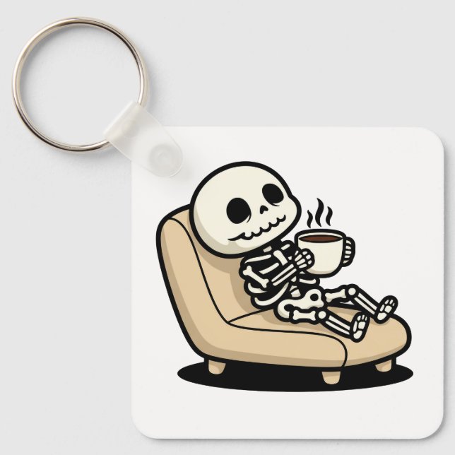 Funny Grim Reaper Drinking Coffee | "Dead Inside"  Schlüsselanhänger (Vorderseite)