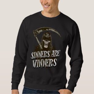 Funny Grim Sensenmann Death Sinners sind Gewinner Sweatshirt
