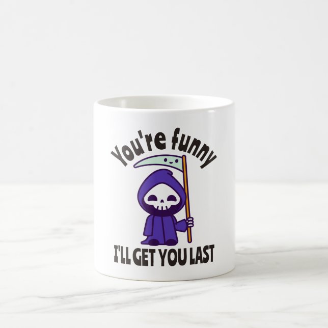 Funny Grim Sensenmann Skeleton Halloween-Kostüm Kaffeetasse (Mittel)