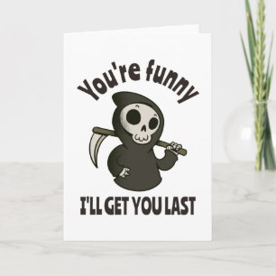 Funny Grim Sensenmann Skeleton Halloween-Kostüm Karte
