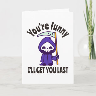 Funny Grim Sensenmann Skeleton Halloween-Kostüm Karte