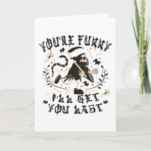 Funny Grim Sensenmann Skeleton Halloween-Kostüm Karte