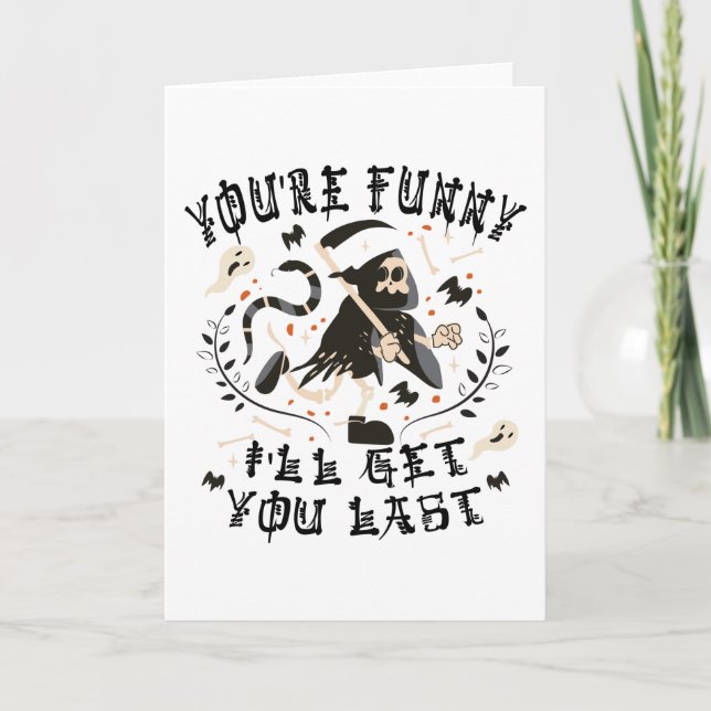 Funny Grim Sensenmann Skeleton Halloween-Kostüm Karte (Vorderseite)