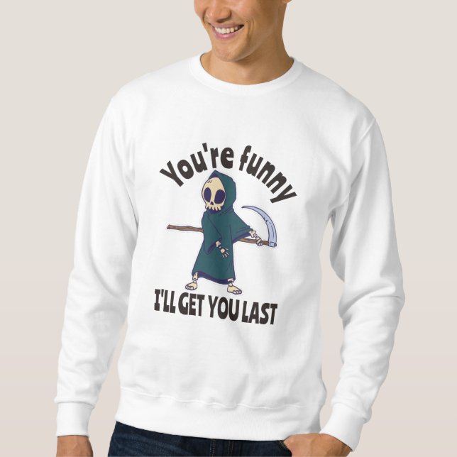 Funny Grim Sensenmann Skeleton Halloween-Kostüm Sweatshirt (Vorderseite)