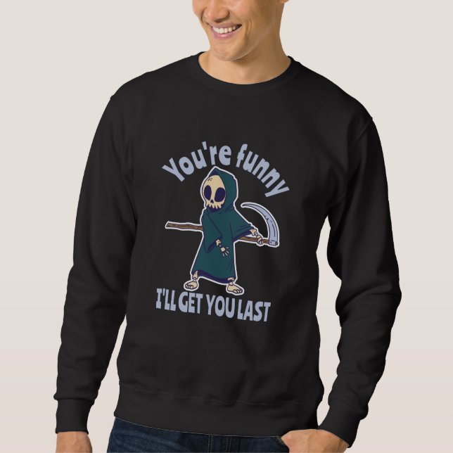 Funny Grim Sensenmann Skeleton Halloween-Kostüm Sweatshirt (Vorderseite)