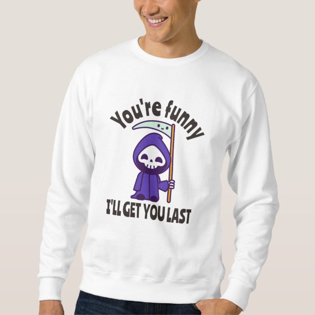 Funny Grim Sensenmann Skeleton Halloween-Kostüm Sweatshirt (Vorderseite)