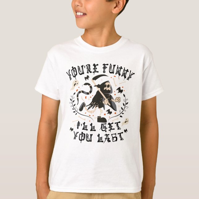 Funny Grim Sensenmann Skeleton Halloween-Kostüm T-Shirt (Vorderseite)