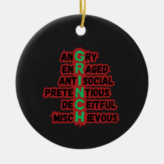 Funny Grinch Acrostic über die Fans des wahren Leb Keramik Ornament (Vorne)