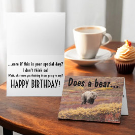 Funny Grizzly Bär in Herbst Foto Custom Karte