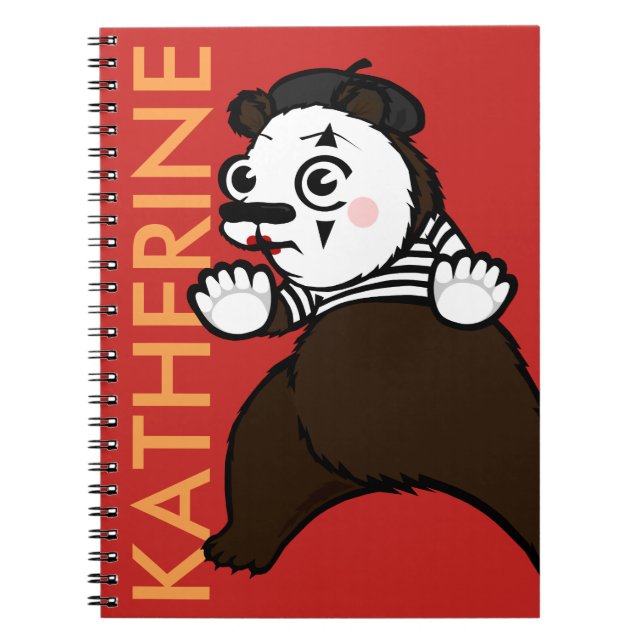 FUNNY GRIZZLY BEAR MIME SPIRAL NOTEBOOK NOTIZBLOCK (Vorderseite)
