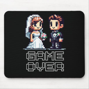 Funny Groom Bride Wedding Bachelor Party Retro Pix Mousepad