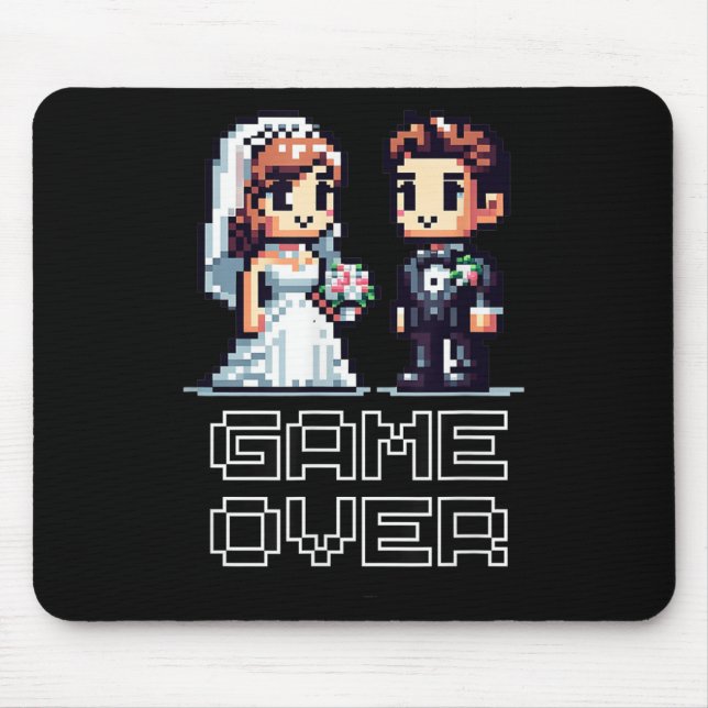 Funny Groom Bride Wedding Bachelor Party Retro Pix Mousepad (Vorne)