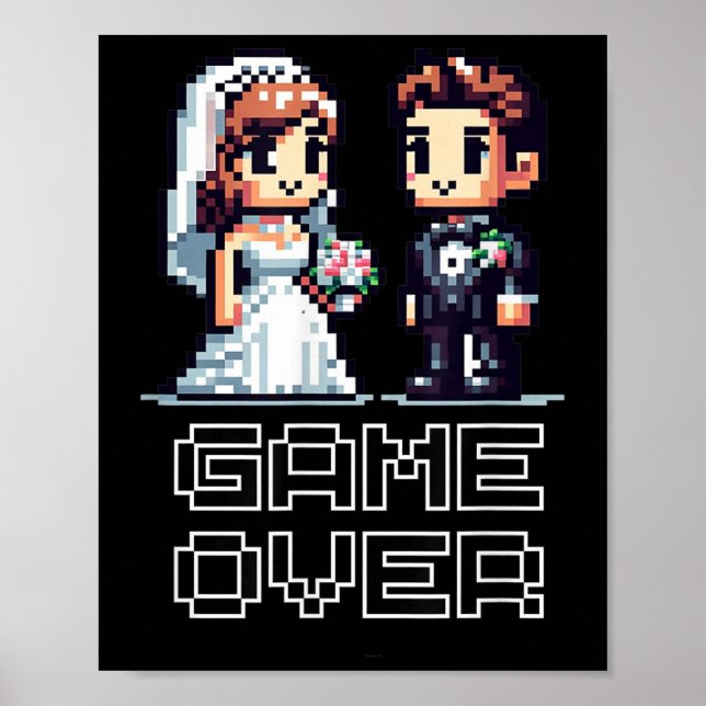 Funny Groom Bride Wedding Bachelor Party Retro Pix Poster (Vorne)