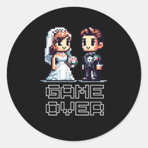 Funny Groom Bride Wedding Bachelor Party Retro Pix Runder Aufkleber