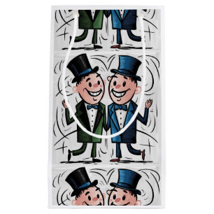 Funny Groom und Groom Gay Wedding Cartoon Kleine Geschenktüte