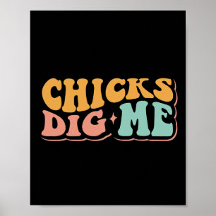 Funny Groovy Chicks Dig Me Happy Osterfest Poster