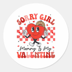Funny Groovy Heart Sorry Girl Mommy ist mein Valen Runder Aufkleber
