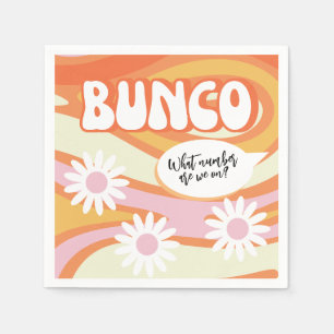Funny Groovy Orange und Pink Bunco Night Serviette