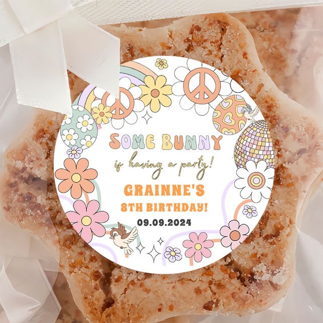 Funny Groovy Ostergeburt Party Runder Aufkleber (Von Creator hochgeladen)