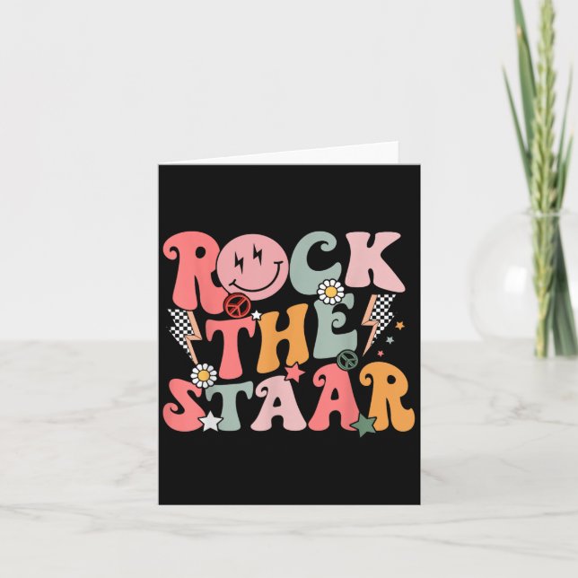 Funny Groovy Testing Day Rock The Staar Motivation Karte (Vorderseite)
