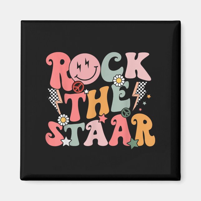 Funny Groovy Testing Day Rock The Staar Motivation Magnet (Vorne)