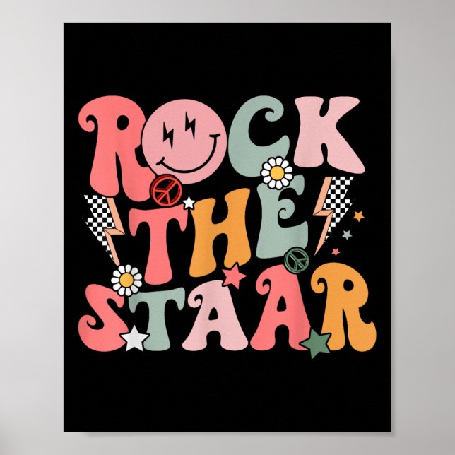 Funny Groovy Testing Day Rock The Staar Motivation Poster (Vorne)