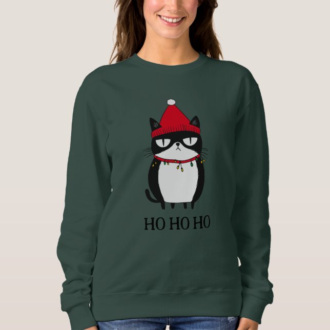 Funny Grouchy Cat Catmas Spaß Weihnachten Sweatshirt (Vorderseite)
