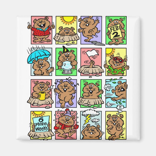 Funny Groundhog Day Cartoon Magnet (Vorne)