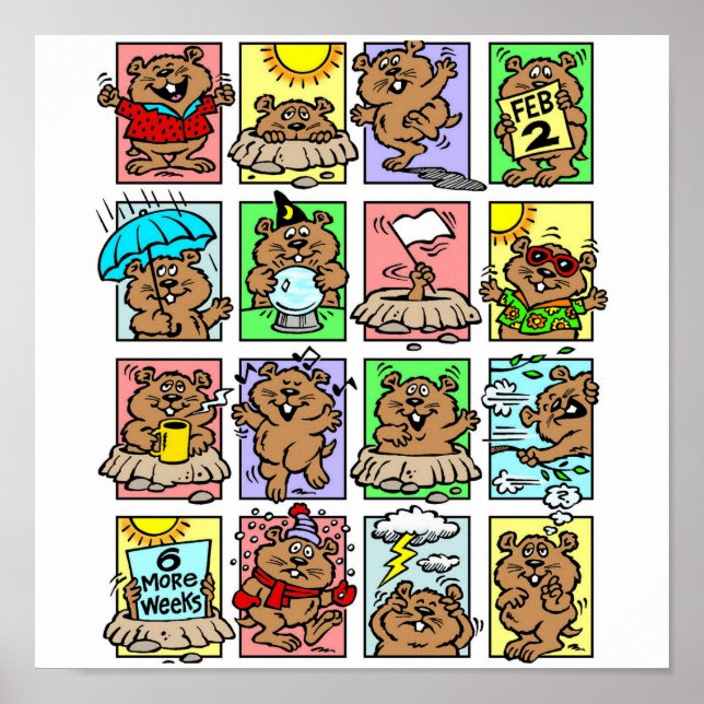 Funny Groundhog Day Cartoon Poster (Vorne)