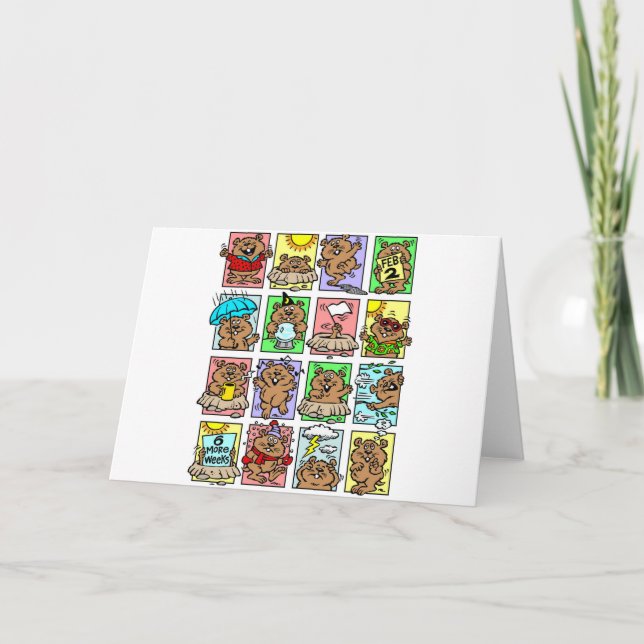 Funny Groundhog Day Cartoons Karte (Vorderseite)