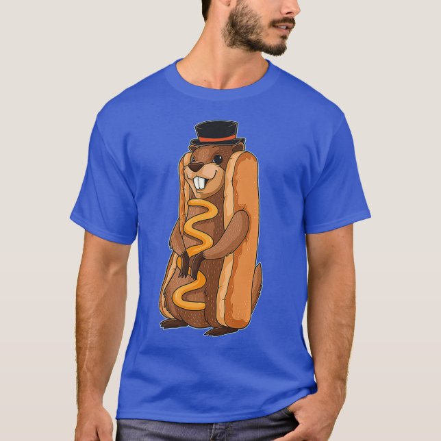 Funny Groundhog Day Ground Hog Hotdog Groundhog T-Shirt (Vorderseite)