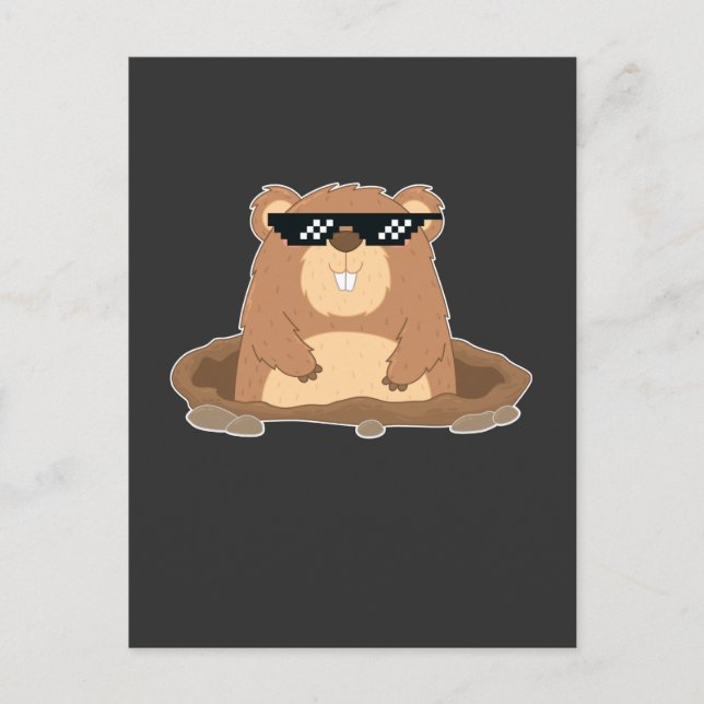 Funny Groundhog mit Sonnenbrille Spaß Postkarte (Vorderseite)