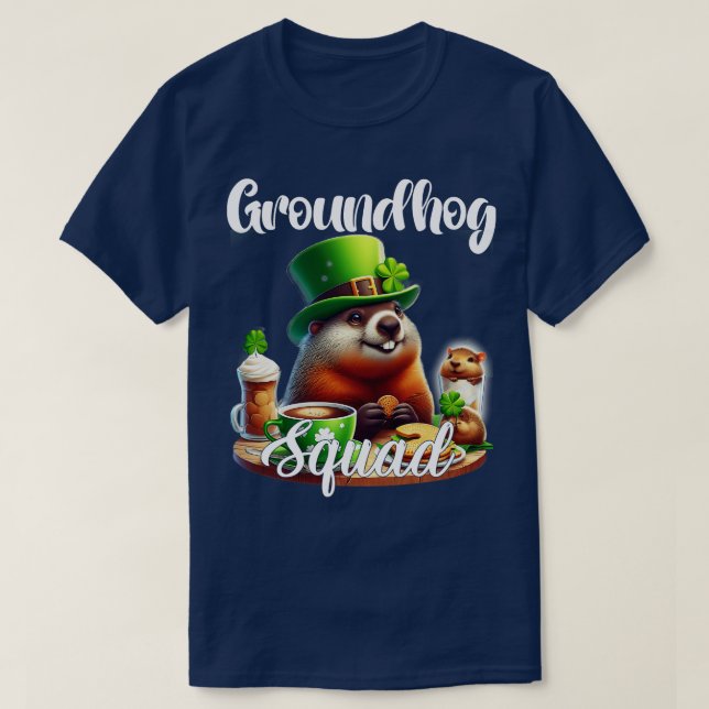 Funny Groundhog Squad Happy Groundhog St Patricks T-Shirt (Design vorne)
