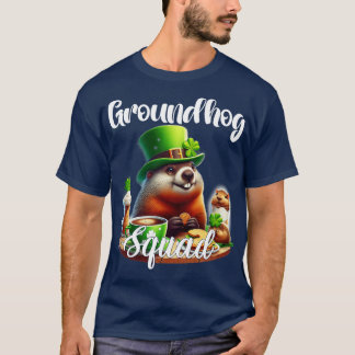 Funny Groundhog Squad Happy Groundhog St Patricks T-Shirt