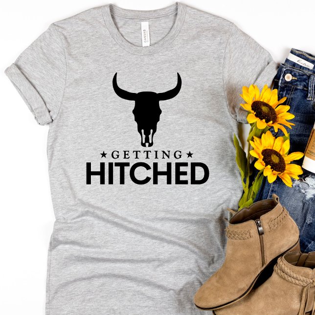 Funny Group Bachelorette Western Hitched T-Shirt (Von Creator hochgeladen)