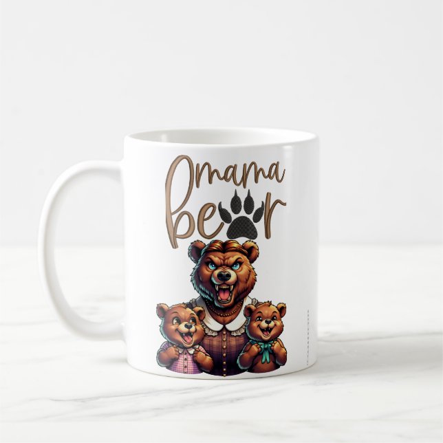 Funny Growling Mama Bear Niedlich Cubs Kaffeetasse (Links)