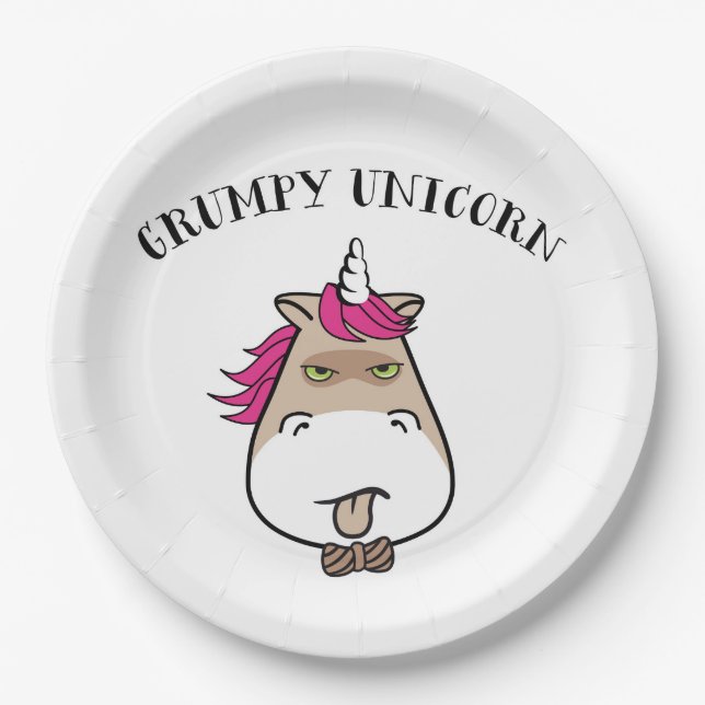 Funny Grumpa Einhornpapierplatte Pappteller (Vorderseite)