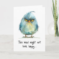 Funny Grumpy Bird Morning Face Grußkarte