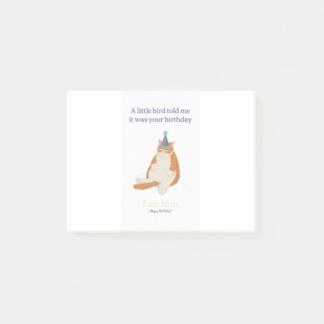 Funny Grumpy Birthday Cat, Happy Birthday Design Post-it Klebezettel (Vorderseite)