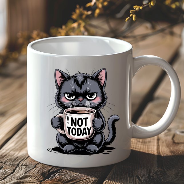 Funny Grumpy Black Cat Lover Not Today Sarcastic Kaffeetasse (Von Creator hochgeladen)