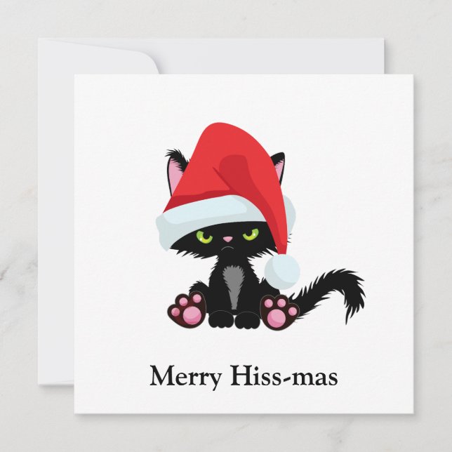 Funny Grumpy Black Cat Weihnachten (Vorderseite)